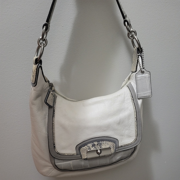 Coach kristin spectator ivy leather hobo with embossed snake. - Picture 1 of 17